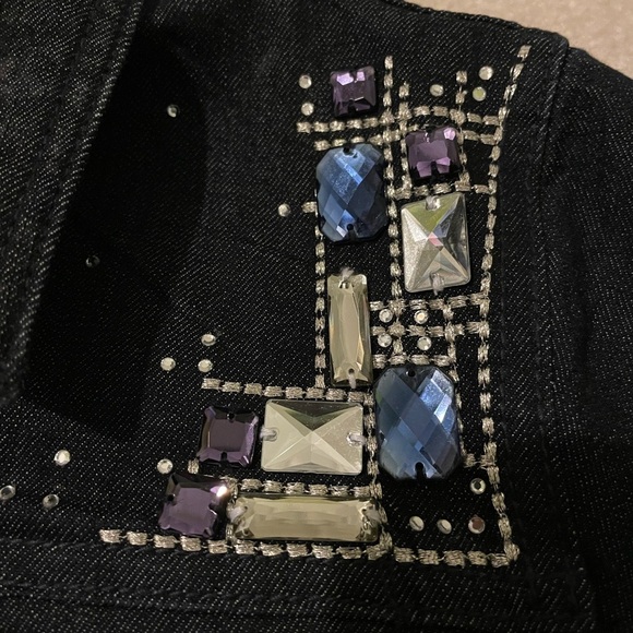 Chico’s platinum denim bling jacket size 1 =medium (8) like new - Picture 6 of 12